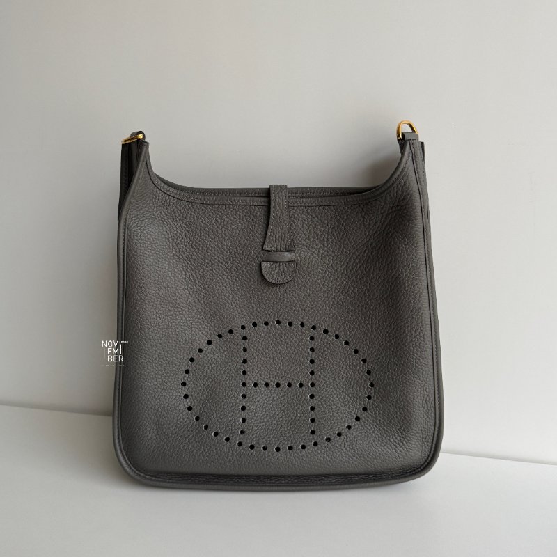 99新🆕 Hermès 愛馬仕 Evelyne 29 積雨雲灰金釦-0
