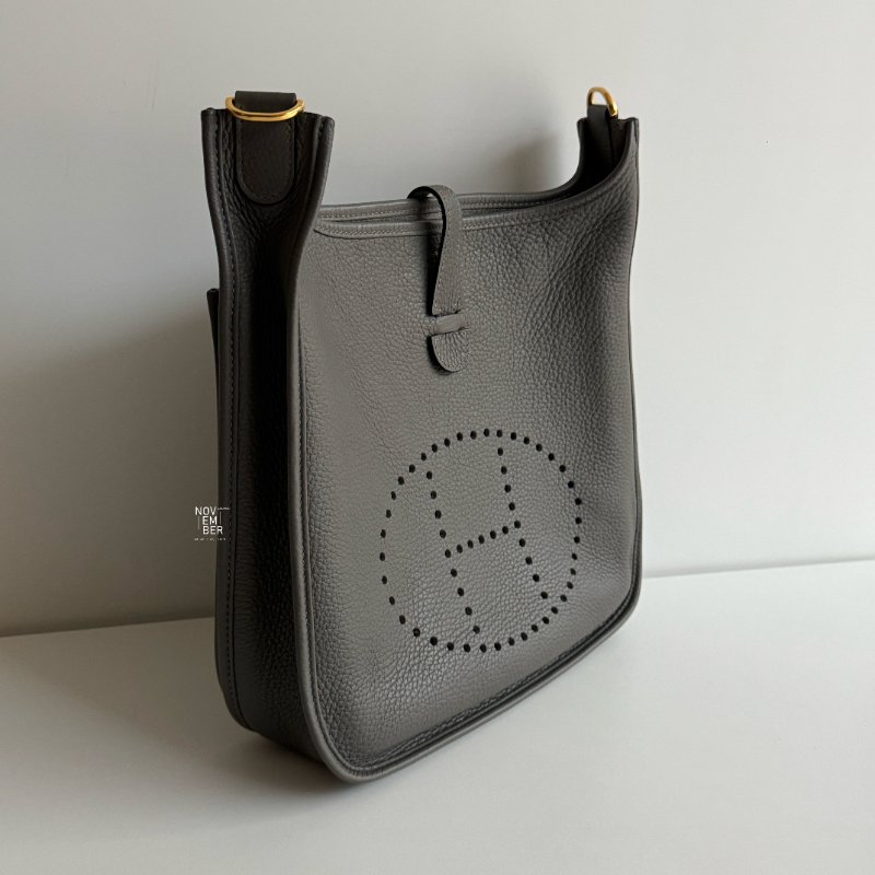 99新🆕 Hermès 愛馬仕 Evelyne 29 積雨雲灰金釦-1