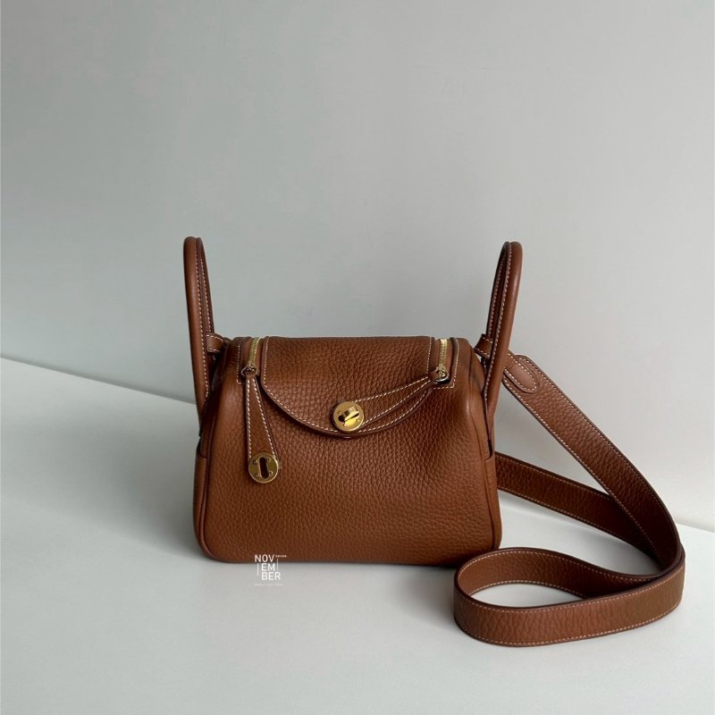 99新🆕 Hermès 愛馬仕 Mini Lindy 金棕金釦ㄧ代-0