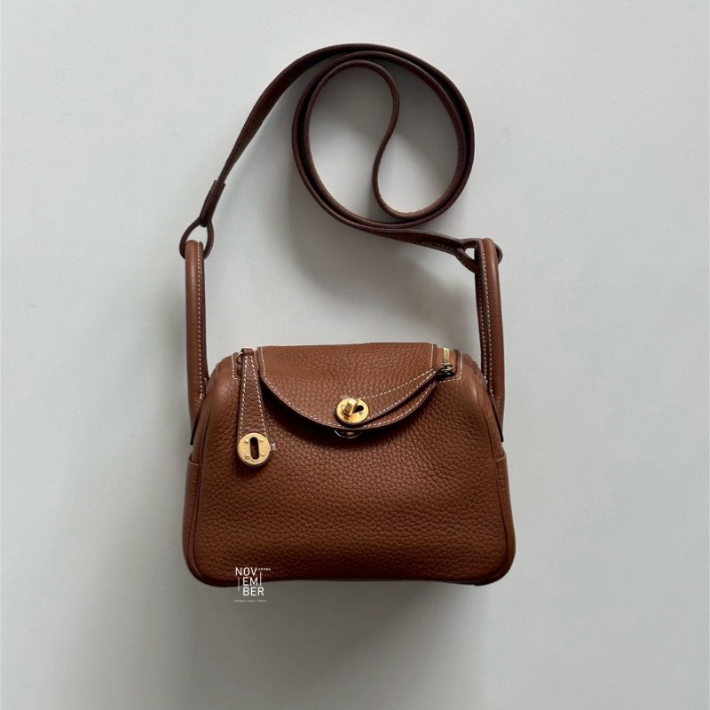 99新🆕 Hermès 愛馬仕 Mini Lindy 金棕金釦ㄧ代-2
