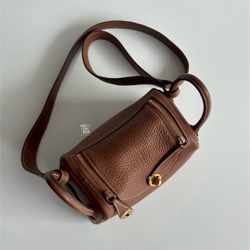 99新🆕 Hermès 愛馬仕 Mini Lindy 金棕金釦ㄧ代-3