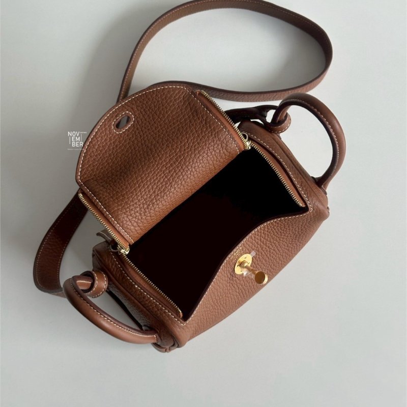99新🆕 Hermès 愛馬仕 Mini Lindy 金棕金釦ㄧ代-5