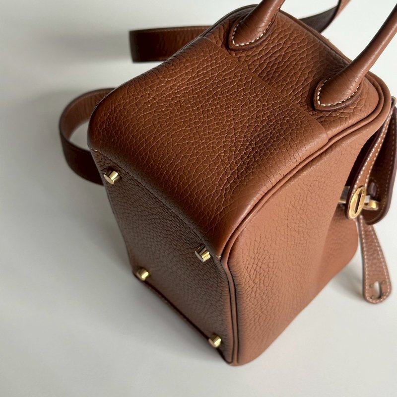 99新🆕 Hermès 愛馬仕 Mini Lindy 金棕金釦ㄧ代-13