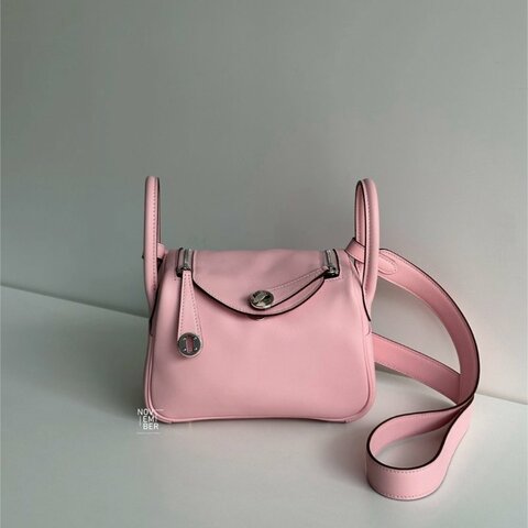 全新有購證🌸 Hermès 愛馬仕 Mini Lindy 櫻花粉銀釦二代