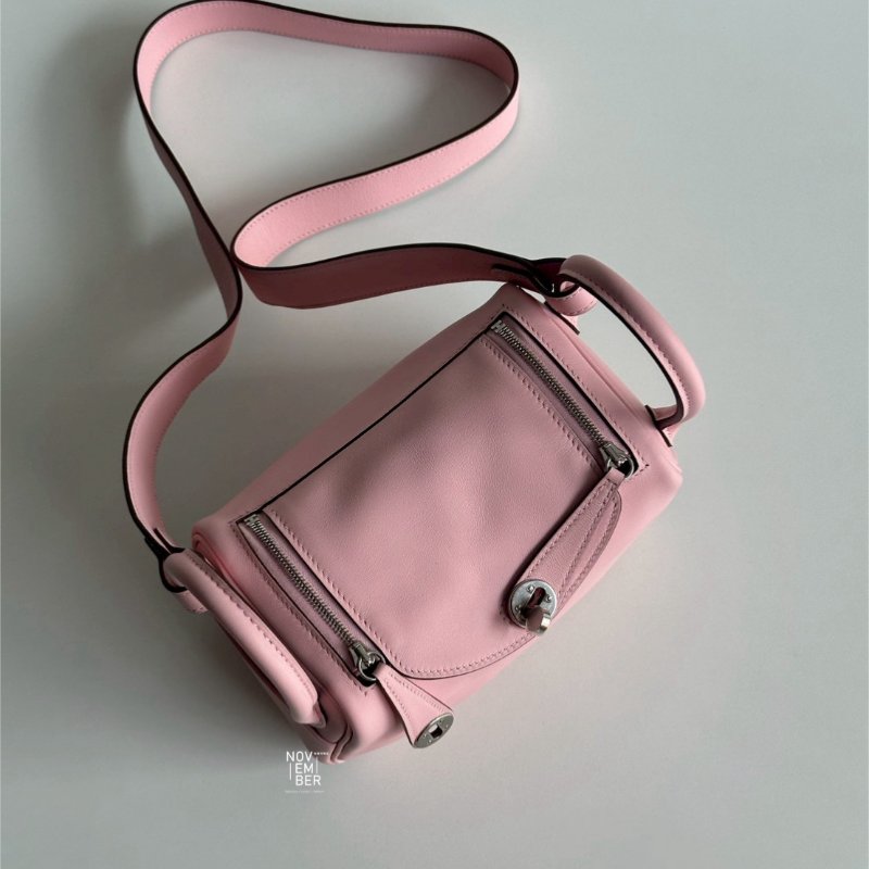 全新有購證🌸 Hermès 愛馬仕 Mini Lindy 櫻花粉銀釦二代-3