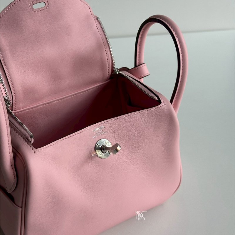 全新有購證🌸 Hermès 愛馬仕 Mini Lindy 櫻花粉銀釦二代-4
