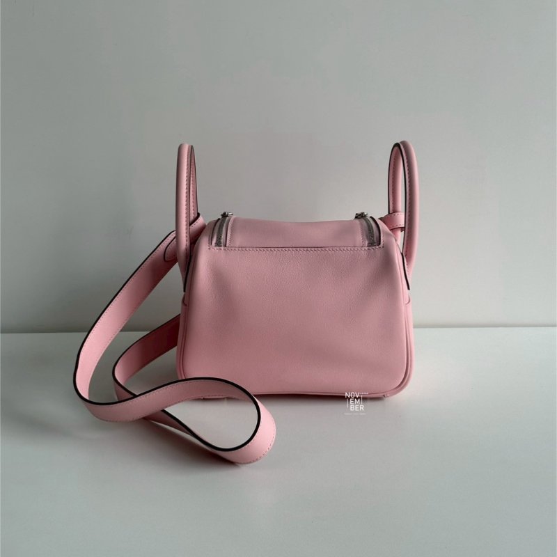 全新有購證🌸 Hermès 愛馬仕 Mini Lindy 櫻花粉銀釦二代-6