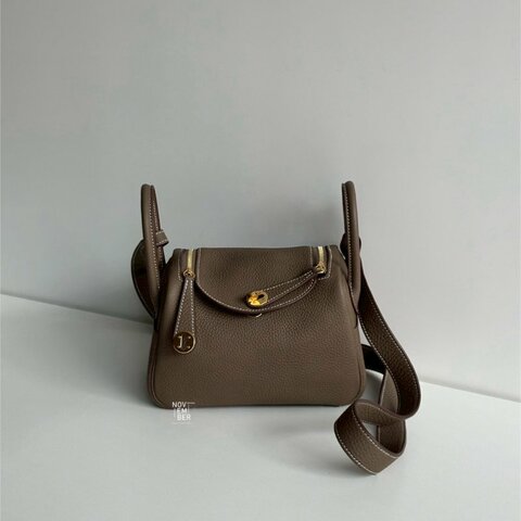 99新🆕 全配有購證🙌🏻 Hermès 愛馬仕 Mini Lindy 大象灰金釦一代