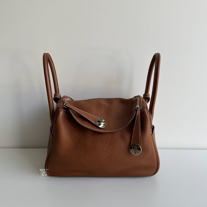 98新🤎 Hermès 愛馬仕 Lindy 26 金棕銀釦-0
