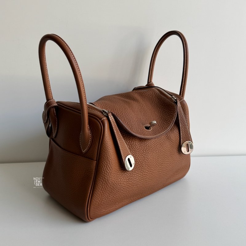 98新🤎 Hermès 愛馬仕 Lindy 26 金棕銀釦-1