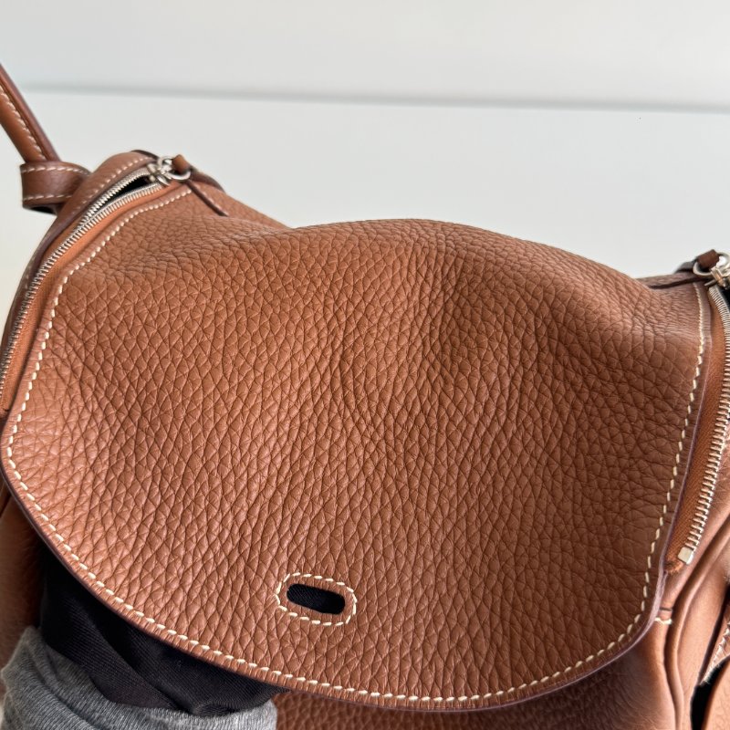 98新🤎 Hermès 愛馬仕 Lindy 26 金棕銀釦-7