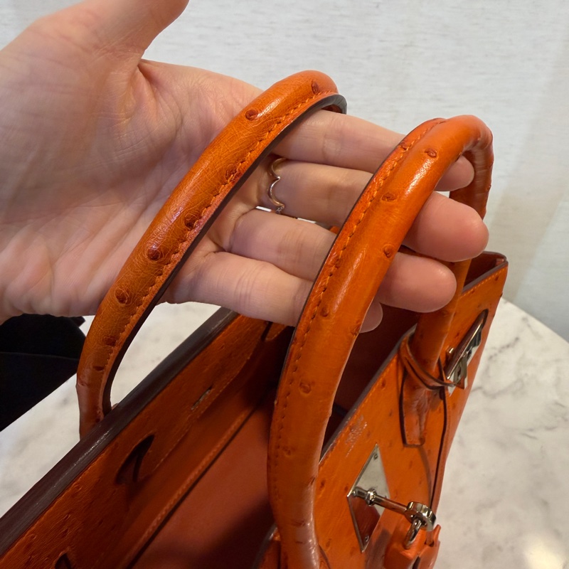 Hermes 經典橘鴕鳥皮銀釦Birkin 30-10