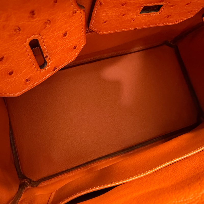 Hermes 經典橘鴕鳥皮銀釦Birkin 30-13