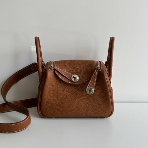 99新🆕 Hermès 愛馬仕 Mini Lindy  金棕銀釦二代