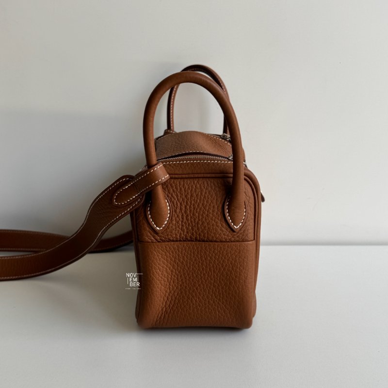 99新🆕 Hermès 愛馬仕 Mini Lindy 金棕銀釦二代-4