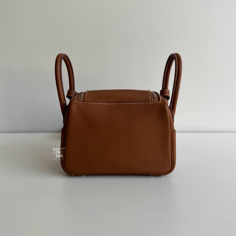 99新🆕 Hermès 愛馬仕 Mini Lindy 金棕銀釦二代-5