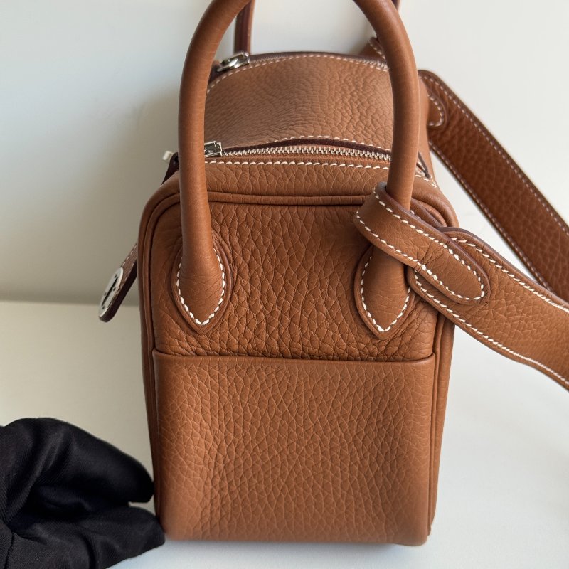 99新🆕 Hermès 愛馬仕 Mini Lindy 金棕銀釦二代-9