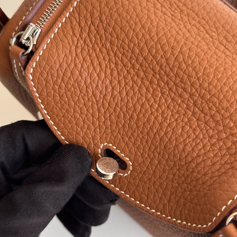 99新🆕 Hermès 愛馬仕 Mini Lindy 金棕銀釦二代-12