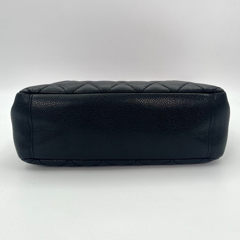 「JL精品代購」9新 香奈兒黑金荔枝牛pst單肩托特包-6