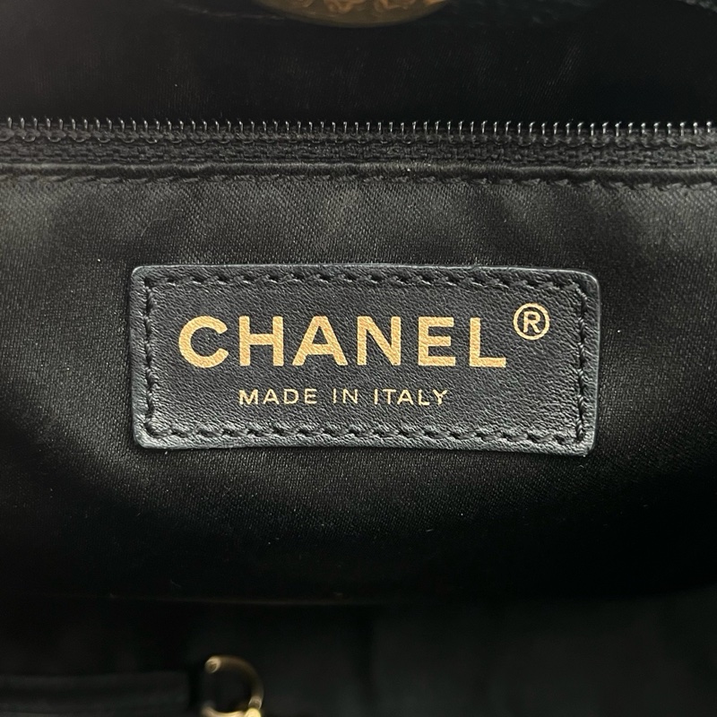 「JL精品代購」9新 香奈兒黑金荔枝牛pst單肩托特包-17