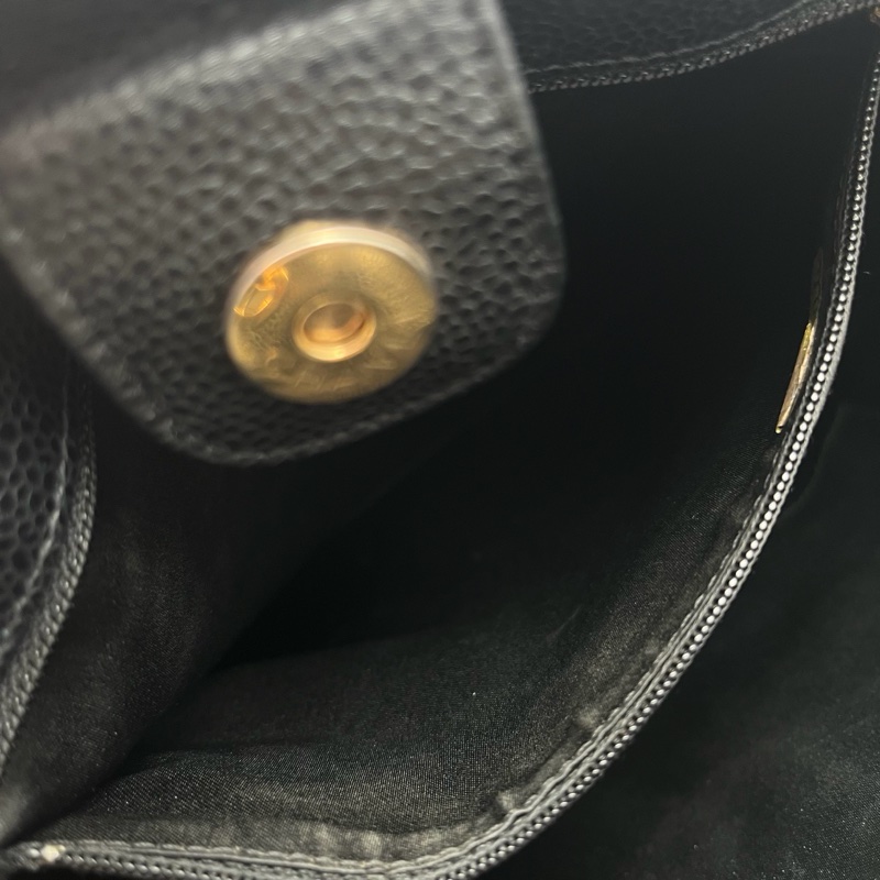 「JL精品代購」9新 香奈兒黑金荔枝牛pst單肩托特包-19