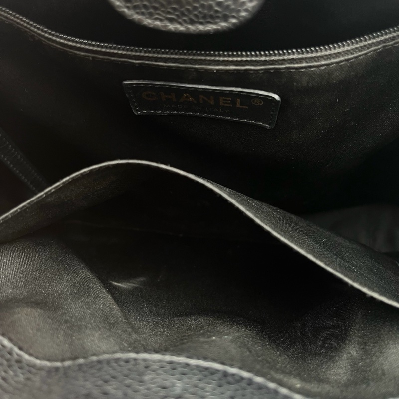 「JL精品代購」9新 香奈兒黑金荔枝牛pst單肩托特包-20