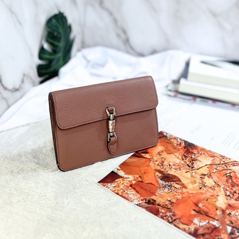 Gucci Jackie 藕色賈姬扁夾手拿包