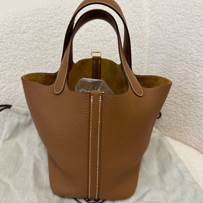 Hermes 愛馬仕 picotin 菜籃子18 金棕金扣 TC皮 K刻-1