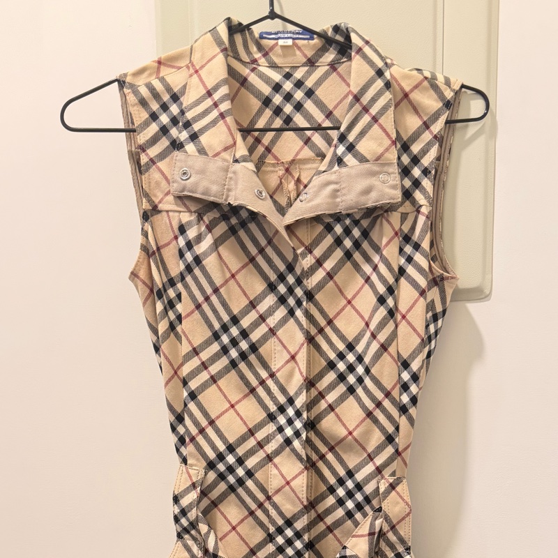 絕美!Burberry老花滿版vintage無袖洋裝 連身裙-0