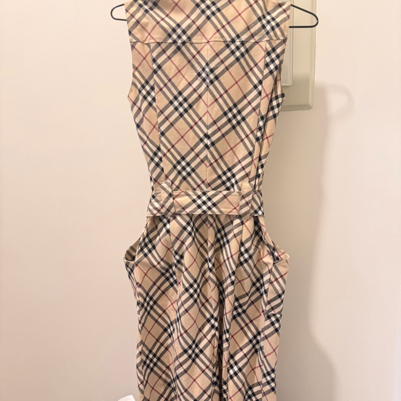 絕美!Burberry老花滿版vintage無袖洋裝 連身裙-3