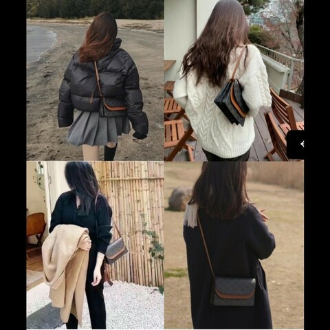 Celine Triomphe 老花帆布 woc 老花雙層信封包