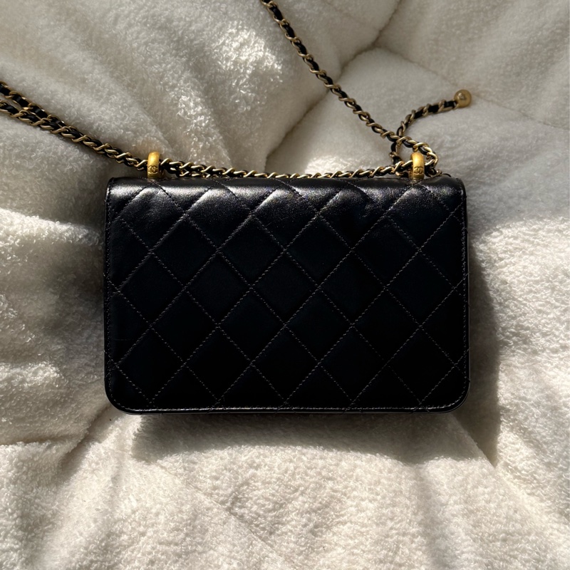 Chanel 雙金珠雙金球黑色可調節鏈條包22cm ✨最新晶片款-1