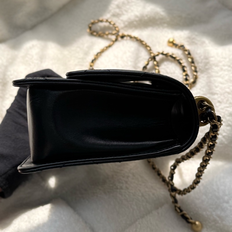Chanel 雙金珠雙金球黑色可調節鏈條包22cm ✨最新晶片款-3