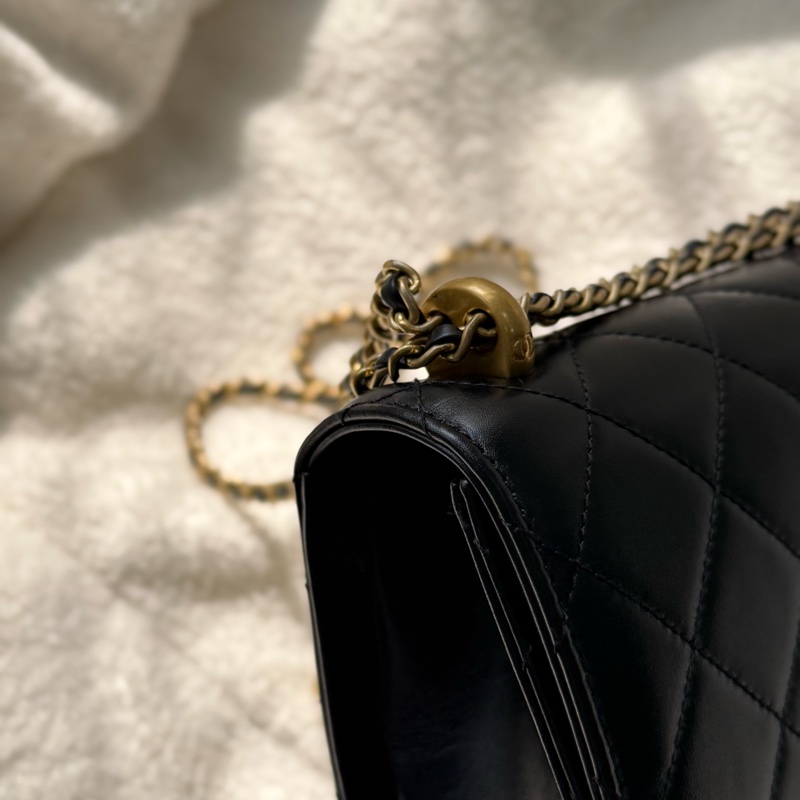 Chanel 雙金珠雙金球黑色可調節鏈條包22cm ✨最新晶片款-9