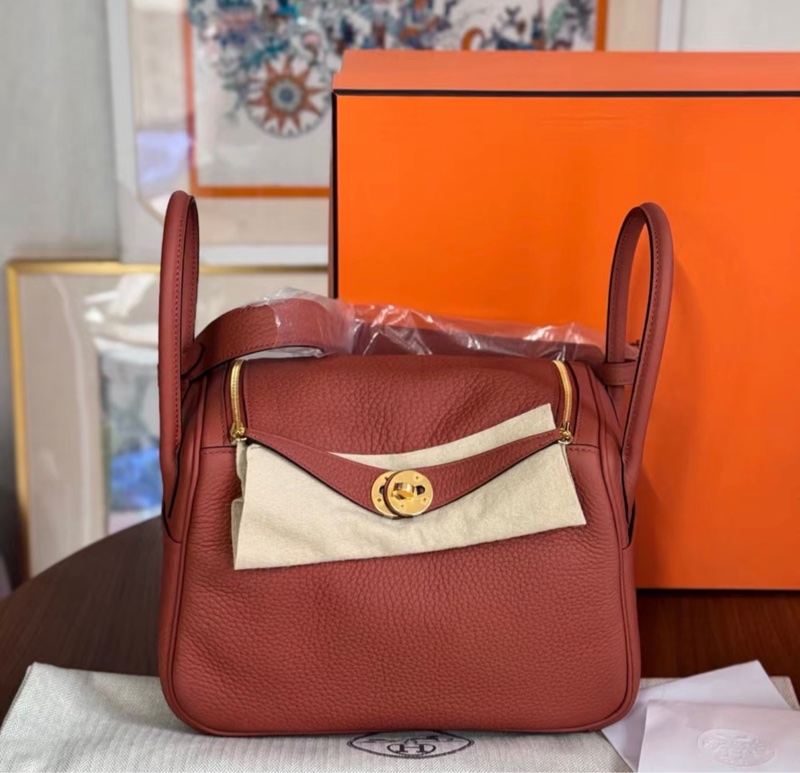 Hermes 爱马仕 lindy26 南瓜色金扣 6C金扣 TC皮 B刻-1