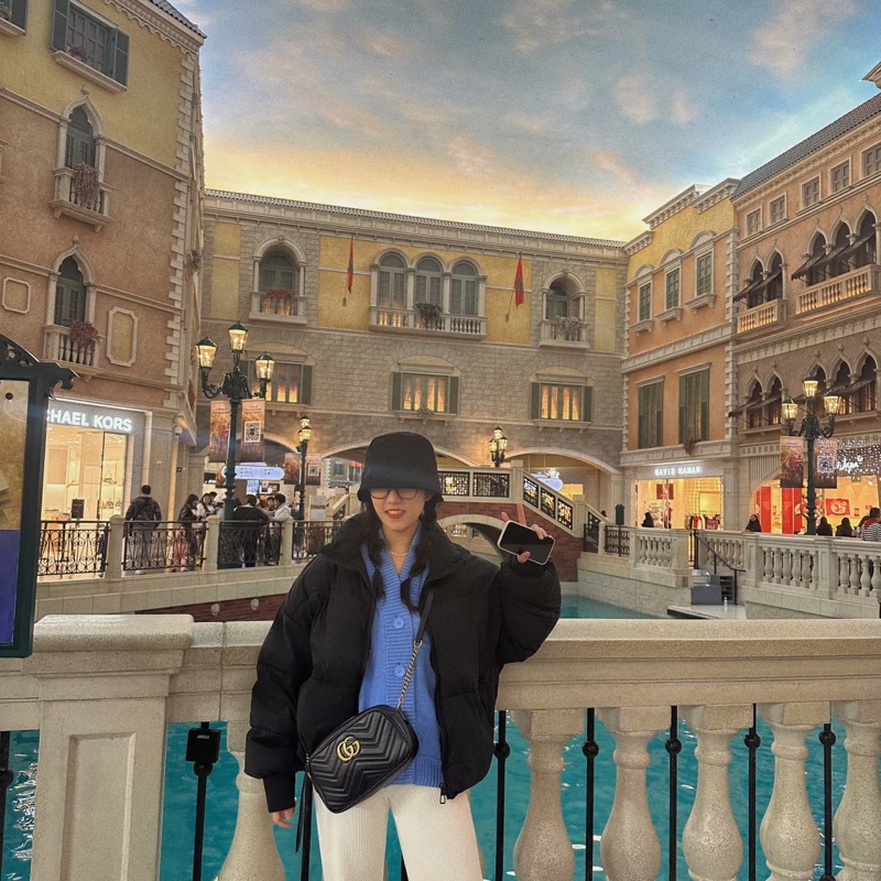 Gucci GG marmont 相機包 斜背包 黑金-55