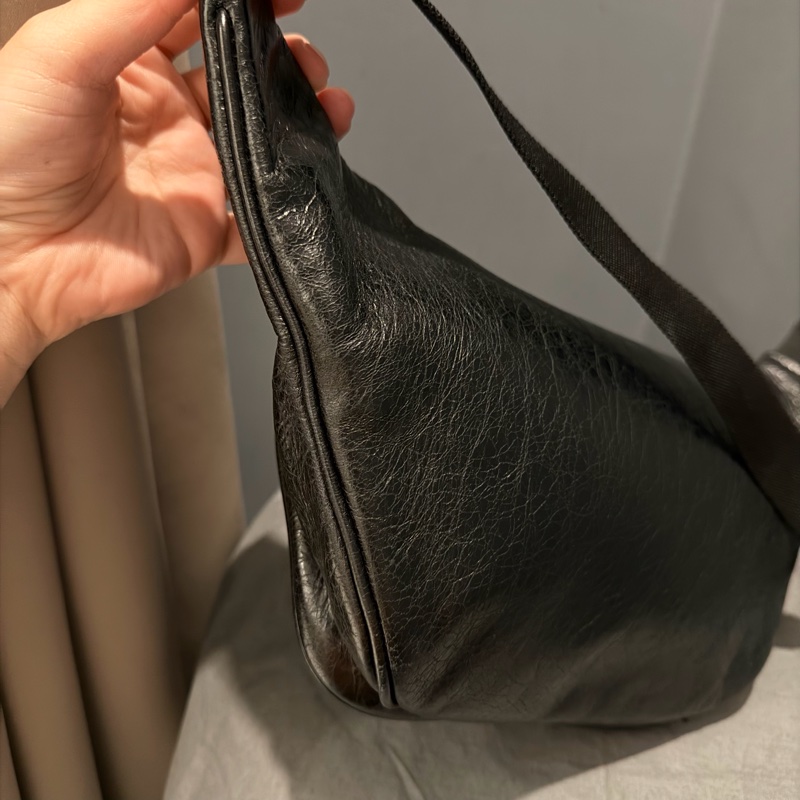 Balenciaga 巴黎世家 爆裂紋皮革 腰包 黑-20