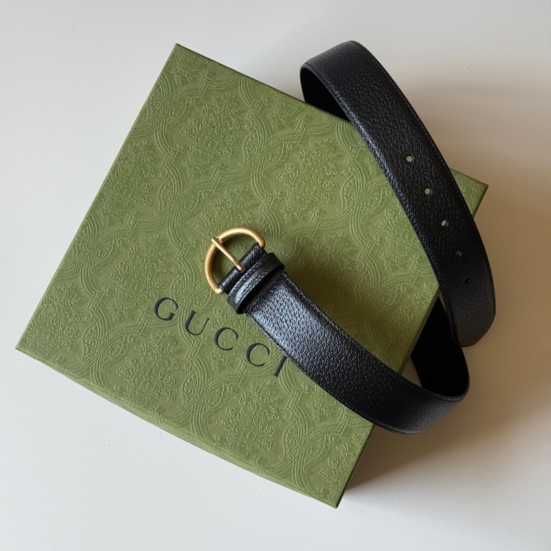 914intheair精品代購『全新閒置』Gucci古馳仿舊金屬扣環小牛皮腰帶/皮帶(黑573325-DJ20T-1000)-0