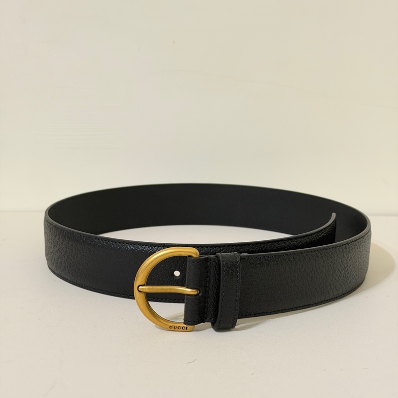 914intheair精品代購『全新閒置』Gucci古馳仿舊金屬扣環小牛皮腰帶/皮帶(黑573325-DJ20T-1000)-3