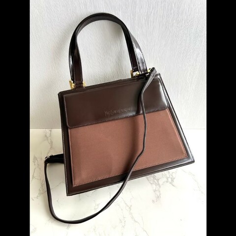 中古包 YSL Saint Laurent 拼色皮革凱莉包 斜背包 單肩包 側背包