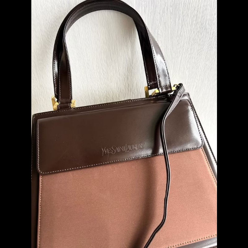 中古包 YSL Saint Laurent 拼色皮革凱莉包 斜背包 單肩包 側背包-2