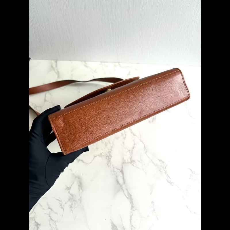 絕版中古包 YSL Yves Saint Laurent駝色刺繡翻蓋包 斜背包 單肩包 側背包 古董包-1