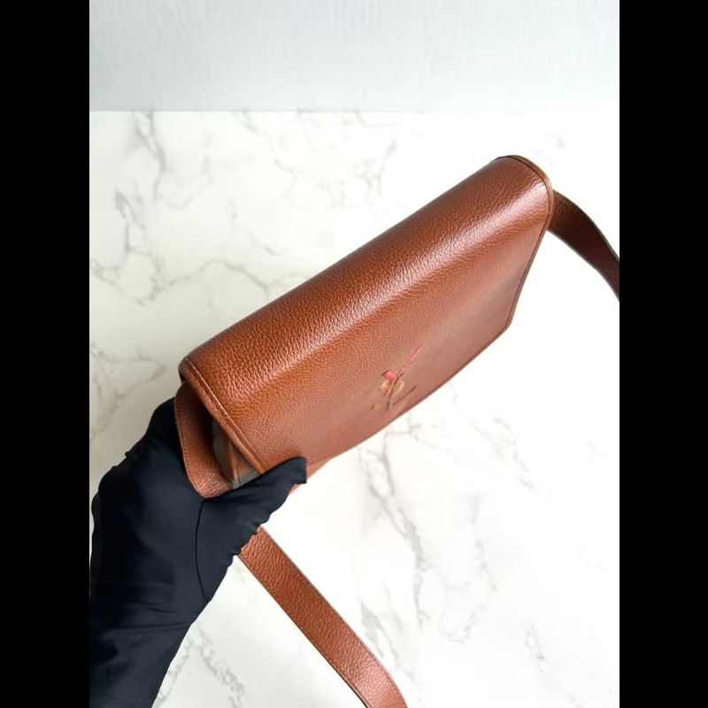 絕版中古包 YSL Yves Saint Laurent駝色刺繡翻蓋包 斜背包 單肩包 側背包 古董包-6