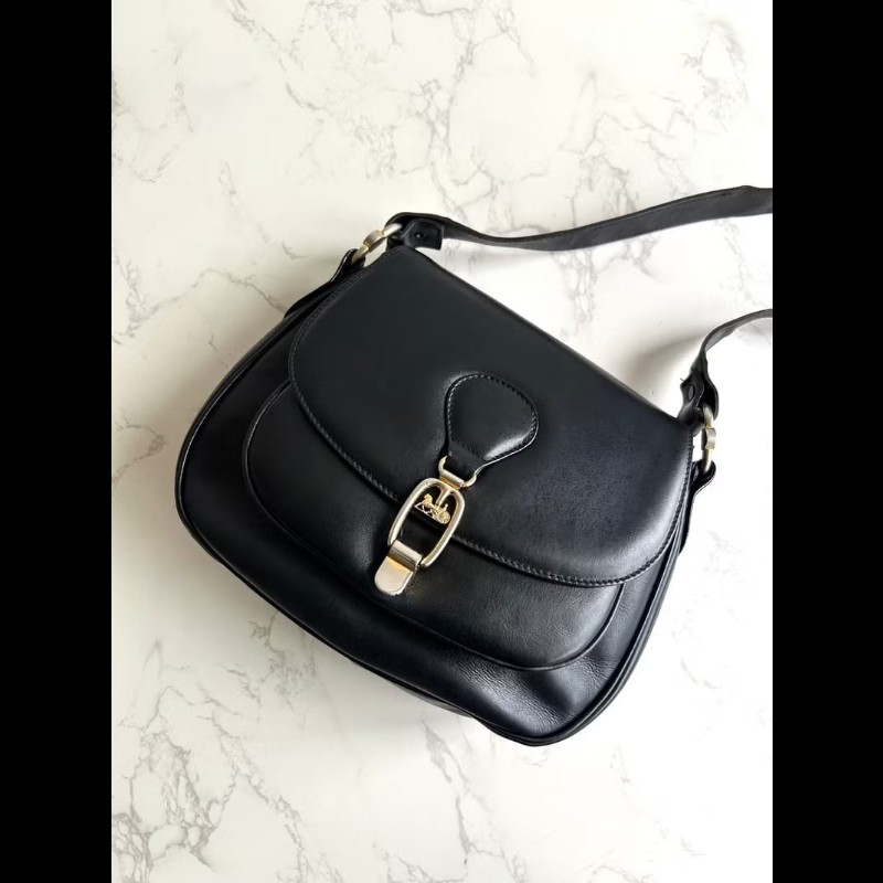 【LA LUNE】絕版中古包 Celine黑金馬車元寶包 單肩包 側背包 古董包 側孭包-8