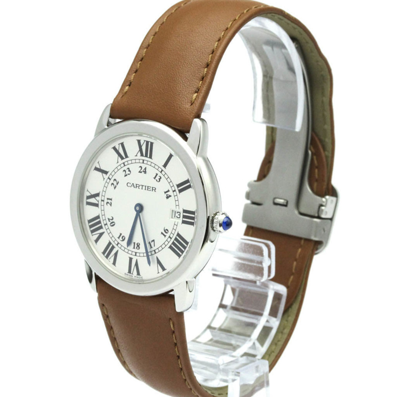 卡地亞 Ronde Solo LM 精鋼皮革石英男士腕錶 W6700255 拋光-1