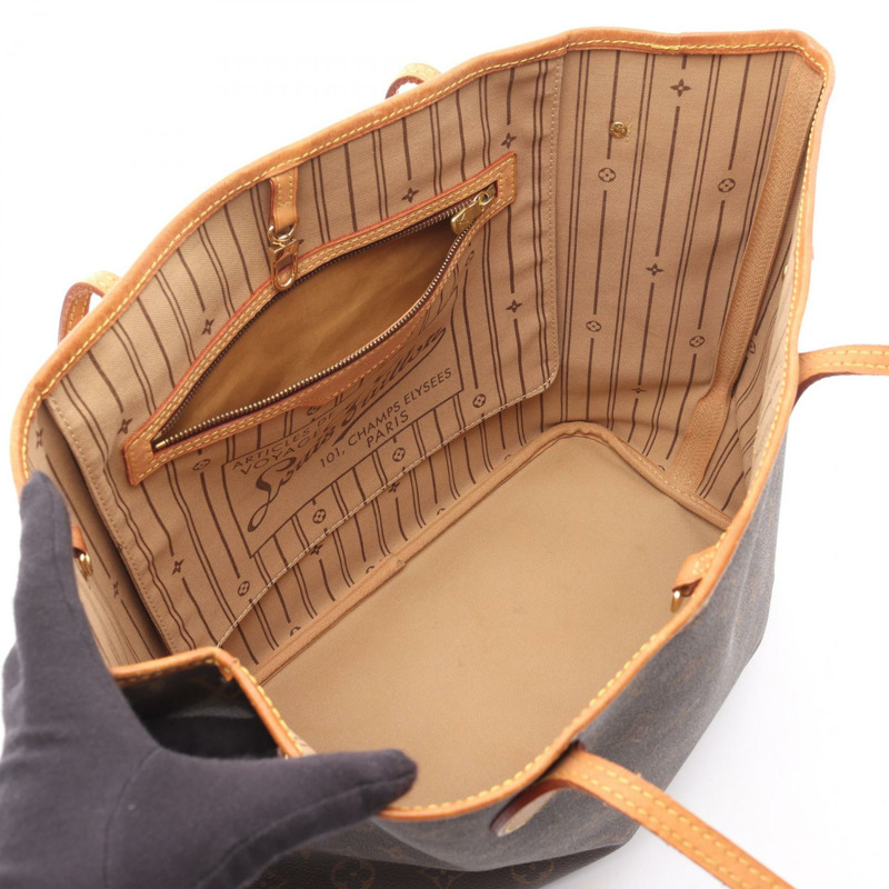 路易威登 Neverfull MM 手提單肩包 M40156 Monogram 皮革 棕色 二手-2