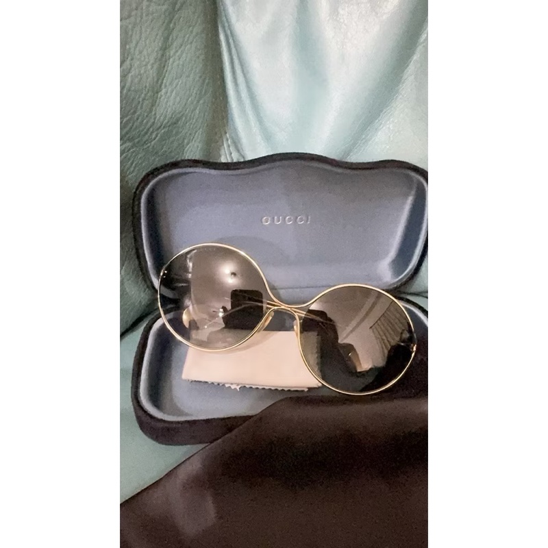 Gucci 橢圓形金色鏡框太陽眼鏡-3