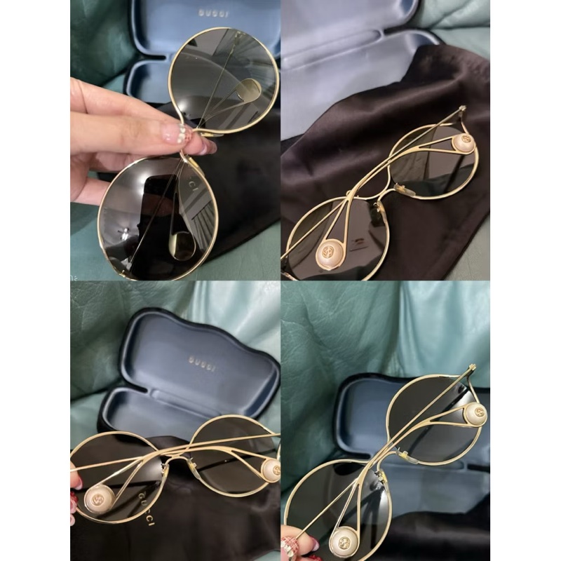 Gucci 橢圓形金色鏡框太陽眼鏡-5