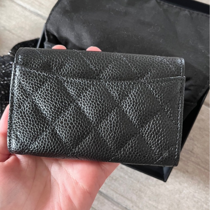 香奈兒黑色荔枝皮卡夾-6