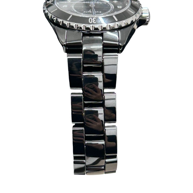 CHANEL 香奈兒 J12 CALIBRE 12.1 自動機械腕錶 黑色高科技陶瓷 鑽石時標 日期顯示 200M防水 黑面-5